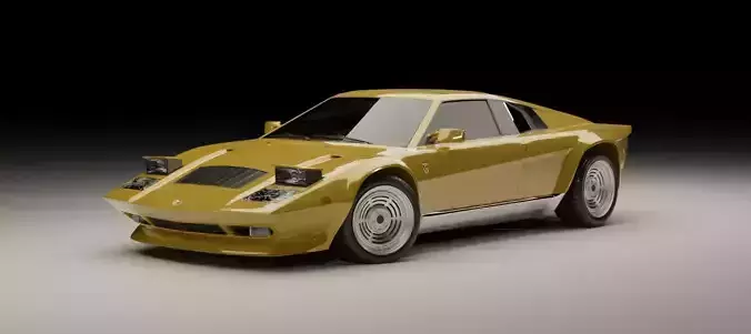 80s-70s mid-engine supercar  Low-poly 3D model