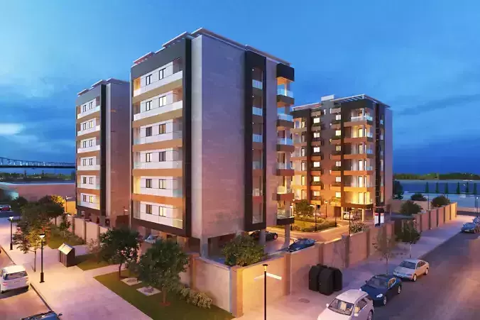 Residential complex  exterior scene