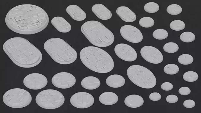 Miniature Bases Paved street massive pack 3D print model