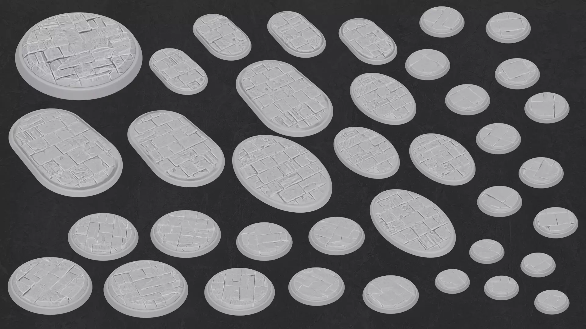 Miniature Bases Paved street massive pack 3D print model