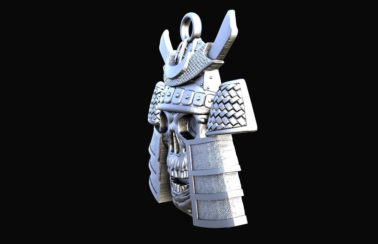 Samurai skull pendant 3D print model_6