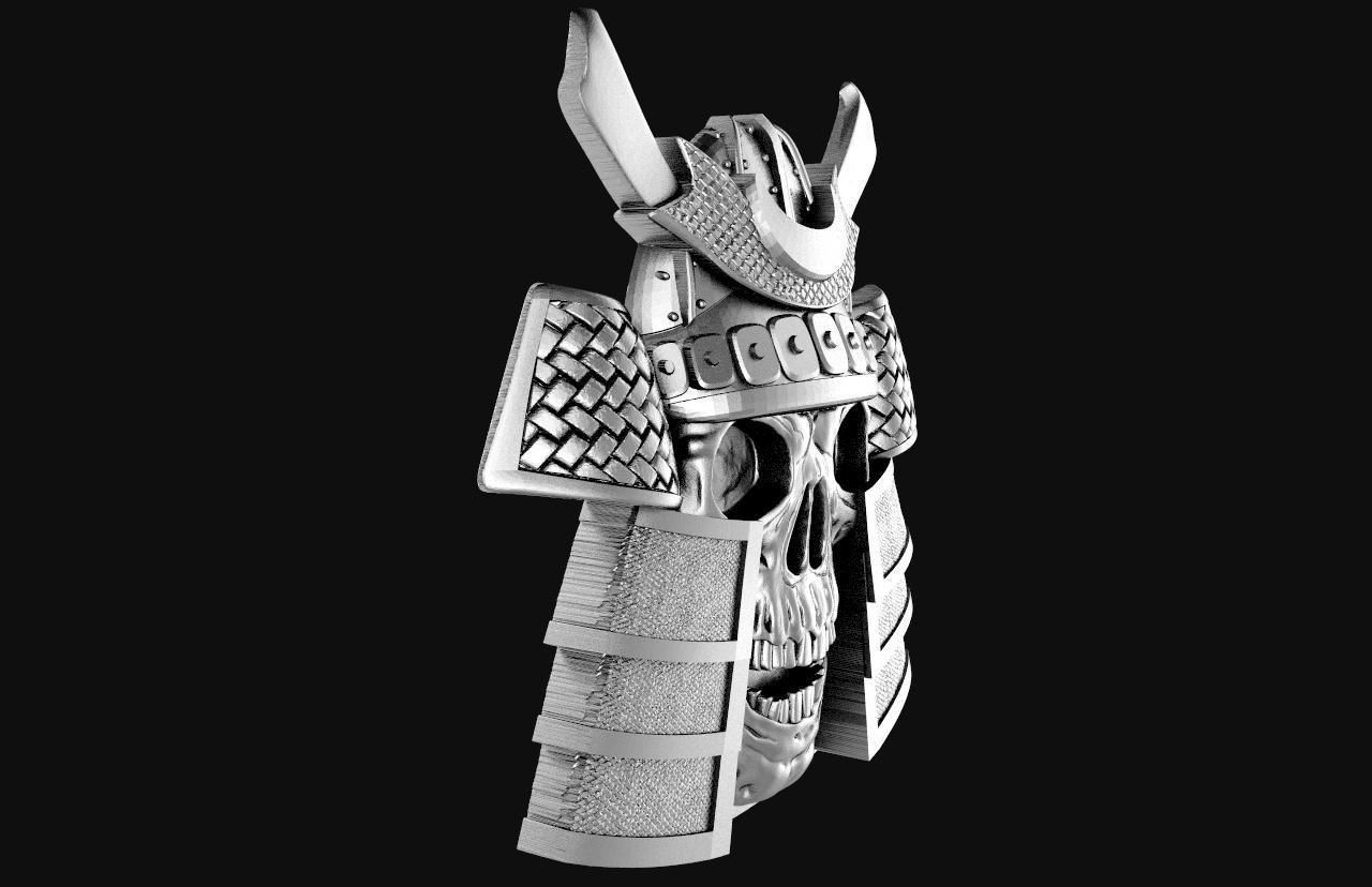 Samurai skull pendant 3D print model_8
