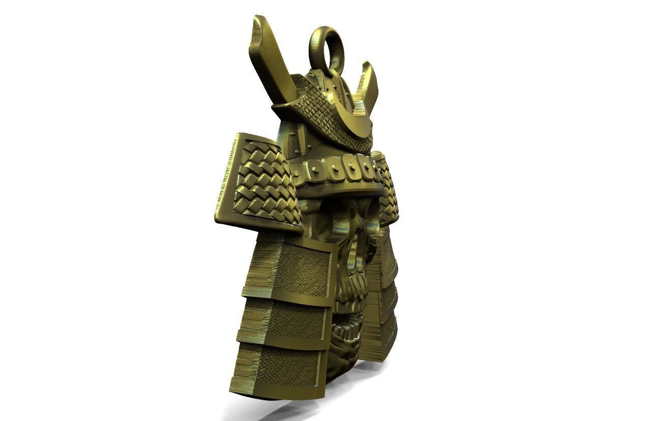 Samurai skull pendant 3D print model_2