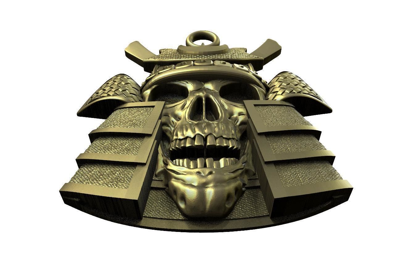 Samurai skull pendant 3D print model_4