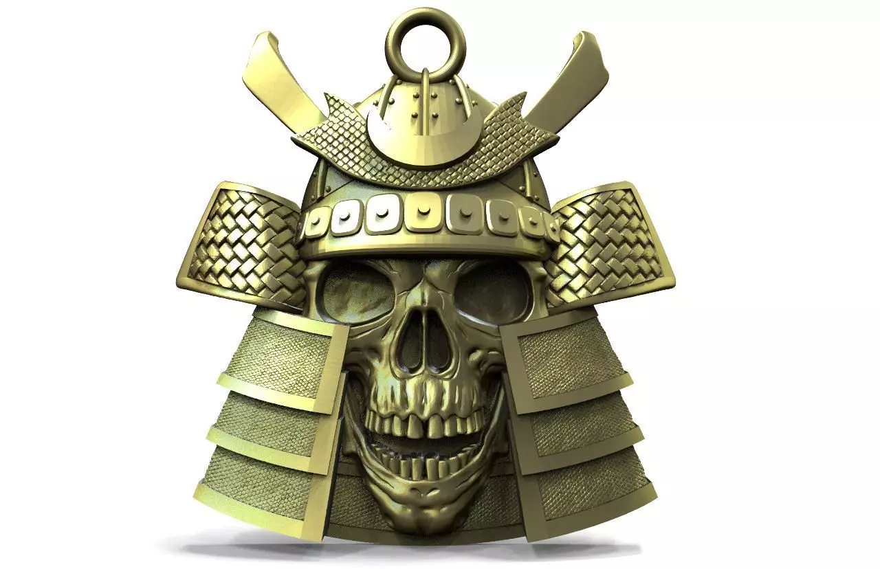 Samurai skull pendant 3D print model_0