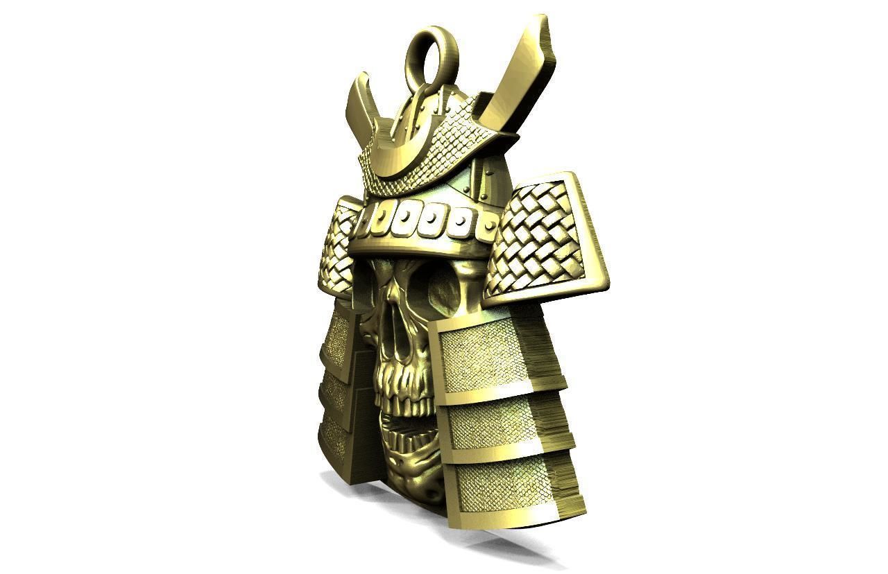 Samurai skull pendant 3D print model_1