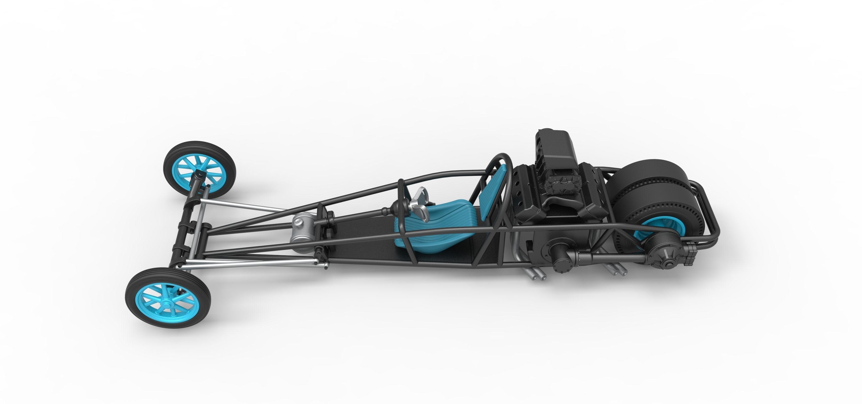 Rear engine old school dragster V2 Scale 1 to 25 3D print model_10