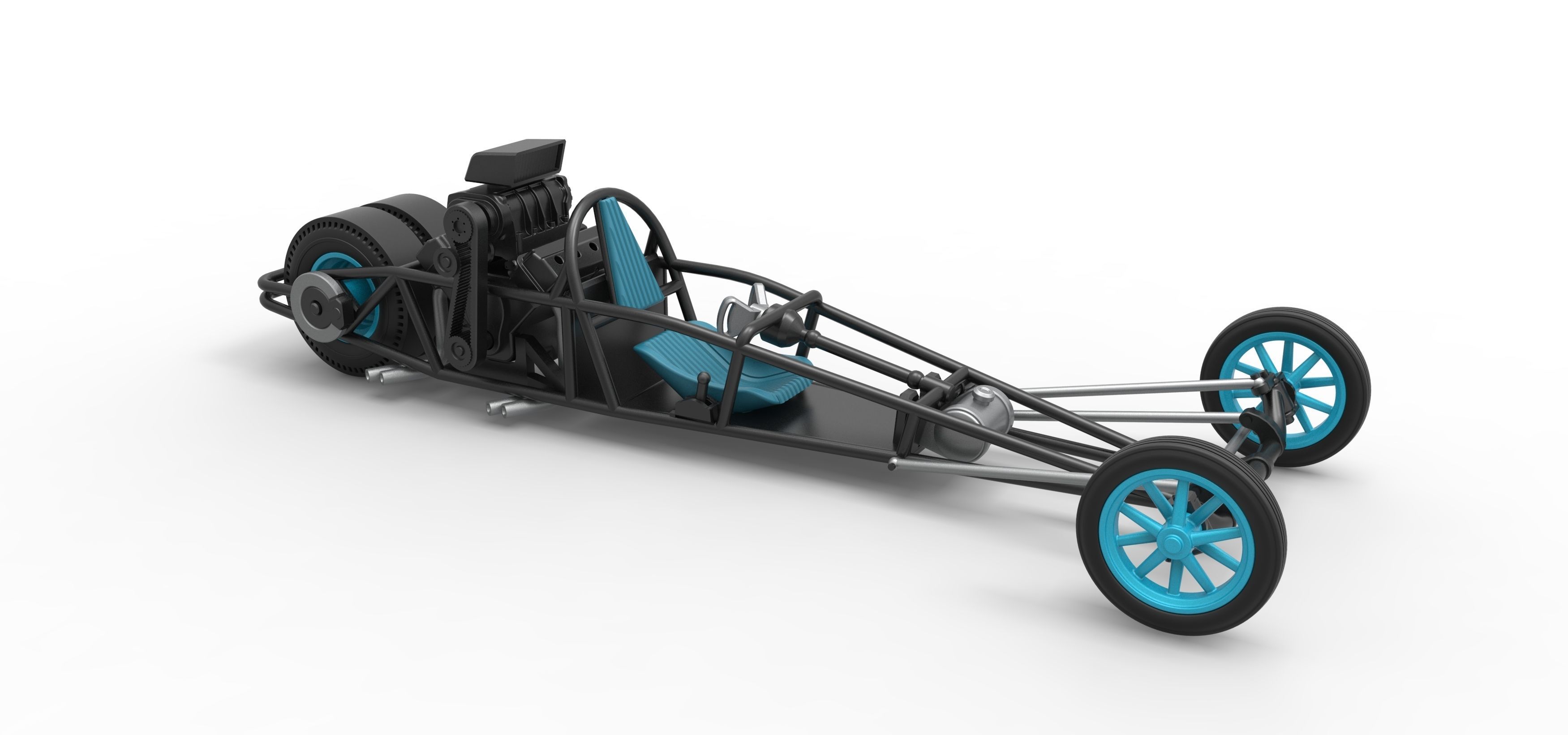 Rear engine old school dragster V2 Scale 1 to 25 3D print model_22