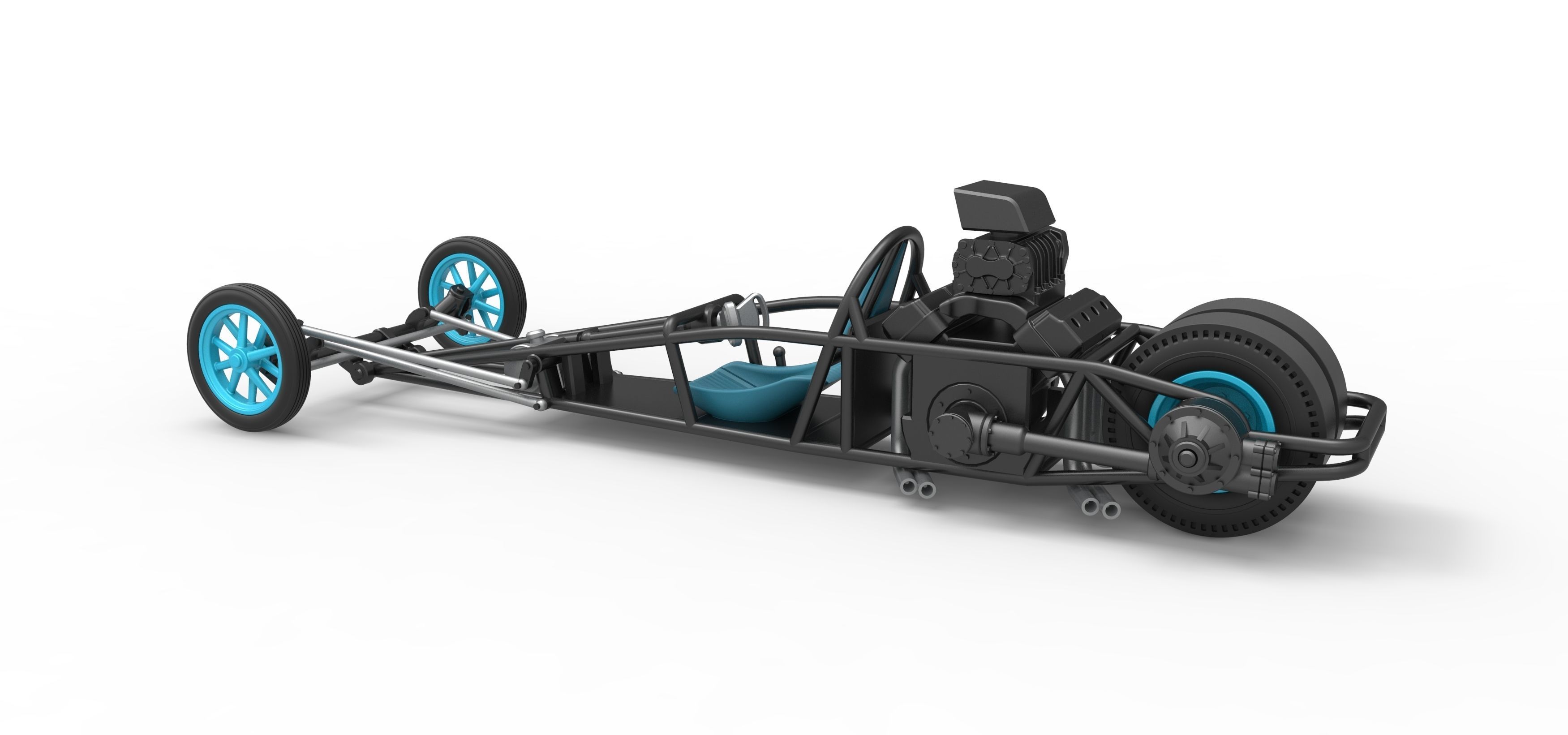 Rear engine old school dragster V2 Scale 1 to 25 3D print model_12