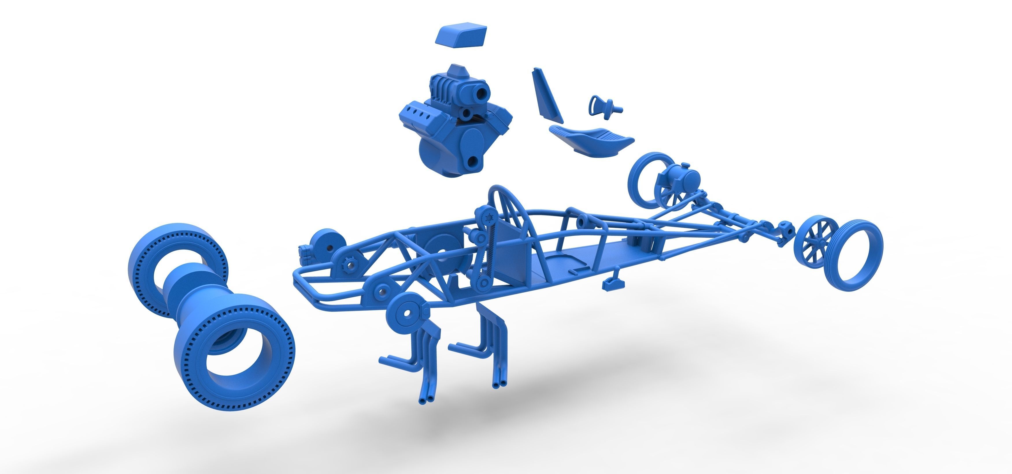 Rear engine old school dragster V2 Scale 1 to 25 3D print model_59