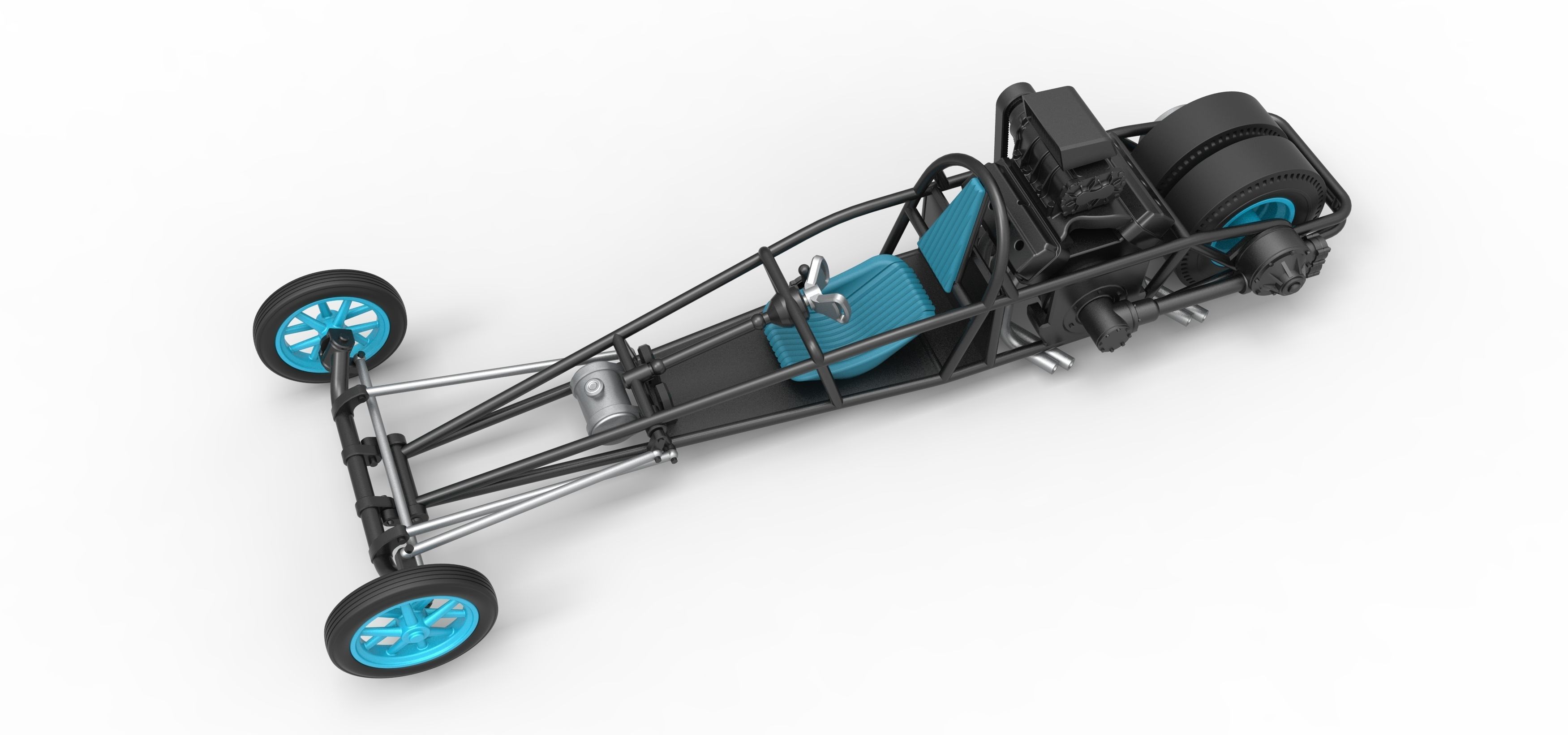 Rear engine old school dragster V2 Scale 1 to 25 3D print model_4