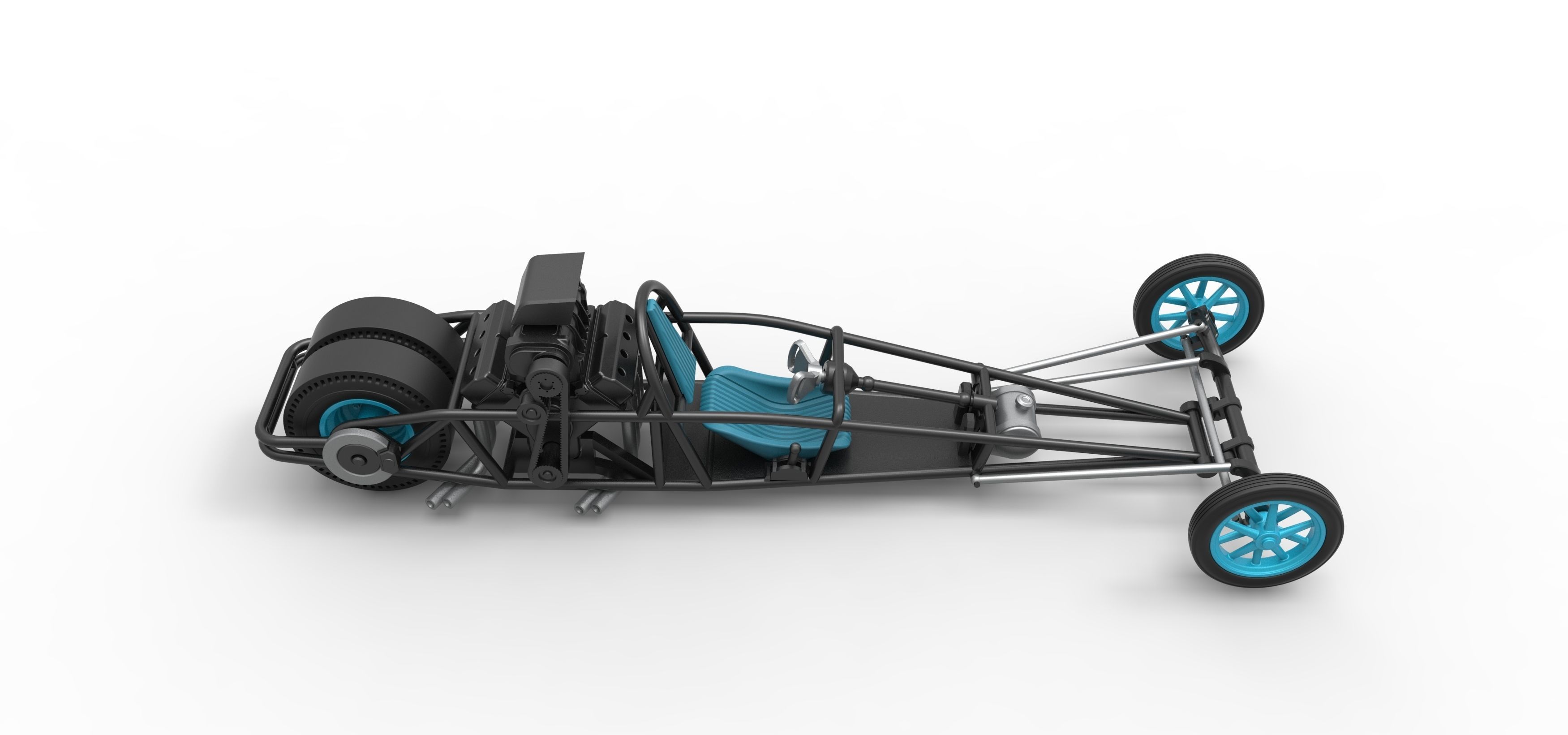 Rear engine old school dragster V2 Scale 1 to 25 3D print model_21