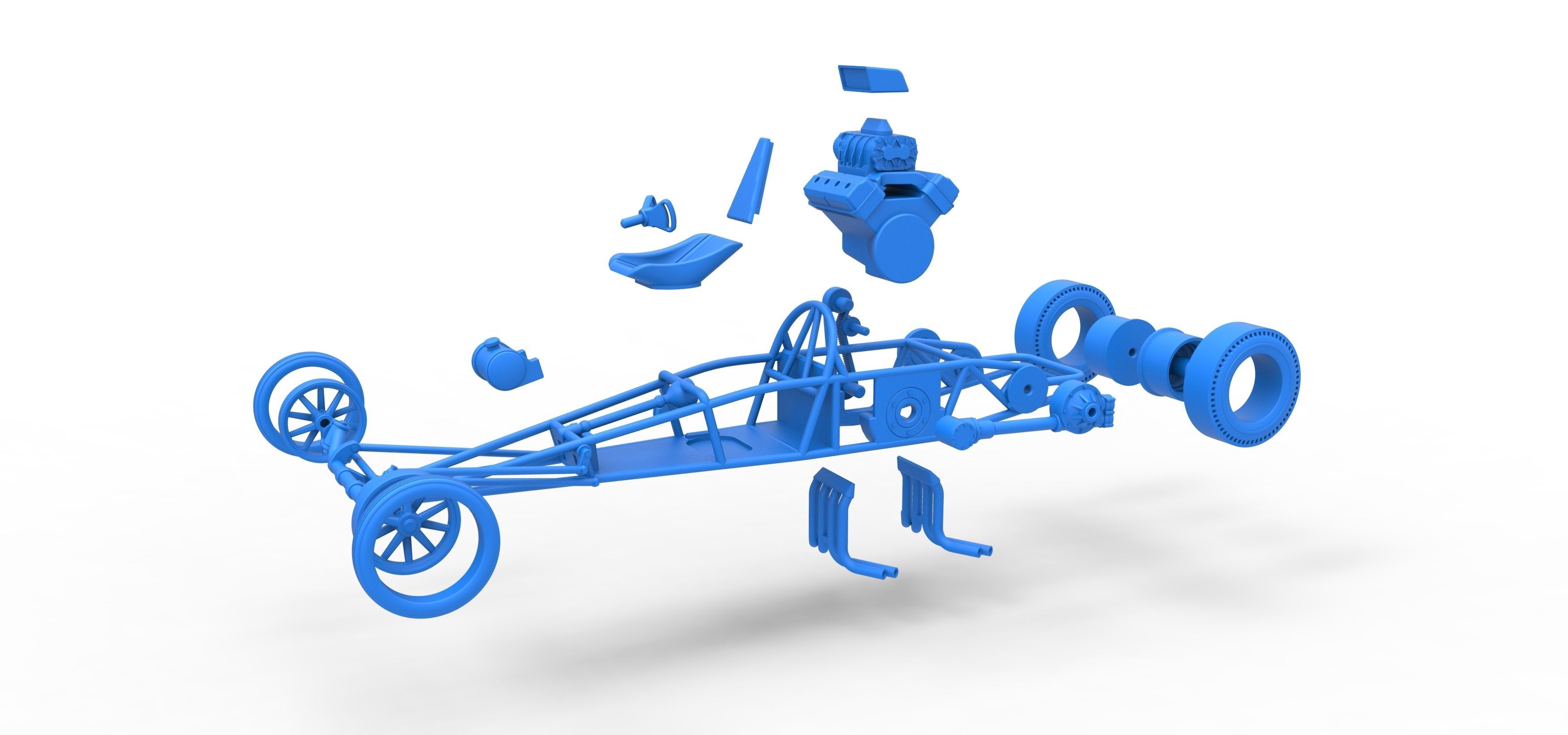 Rear engine old school dragster V2 Scale 1 to 25 3D print model_51