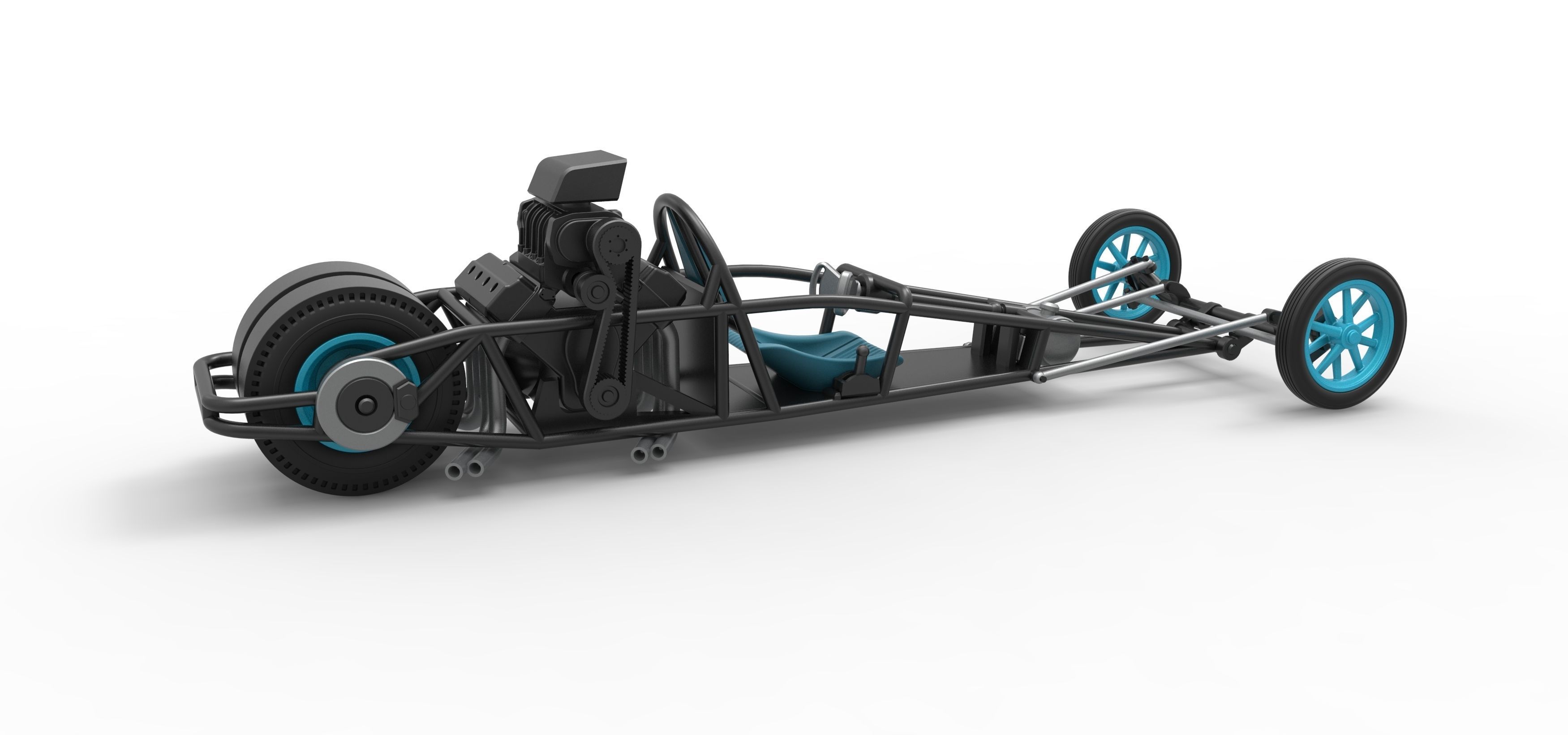 Rear engine old school dragster V2 Scale 1 to 25 3D print model_18