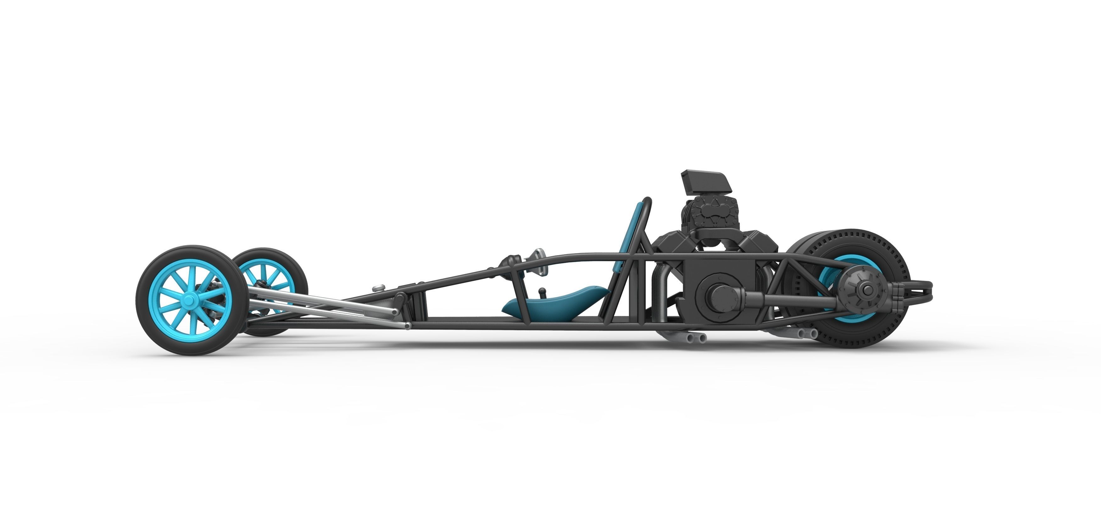 Rear engine old school dragster V2 Scale 1 to 25 3D print model_9