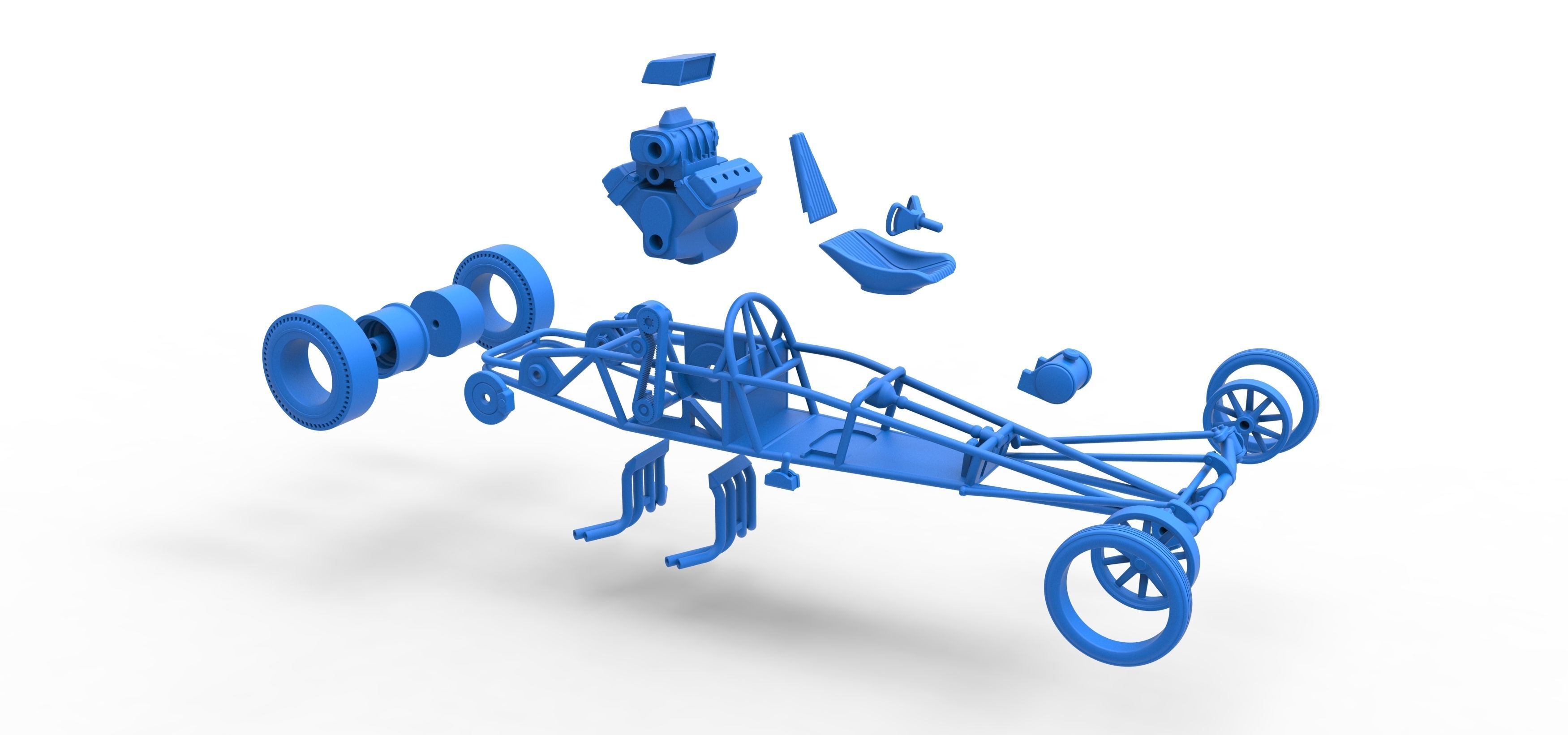 Rear engine old school dragster V2 Scale 1 to 25 3D print model_61