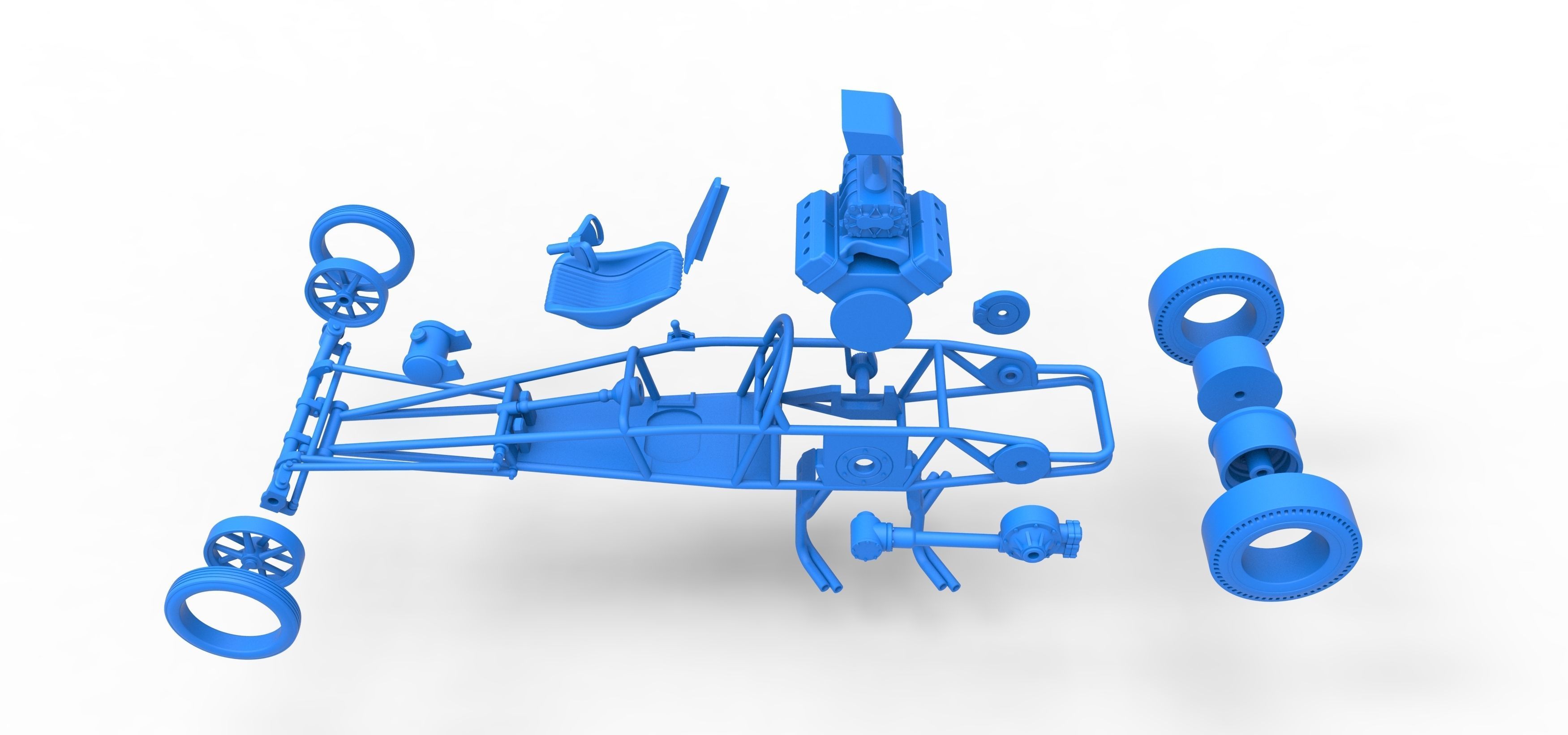 Rear engine old school dragster V2 Scale 1 to 25 3D print model_56