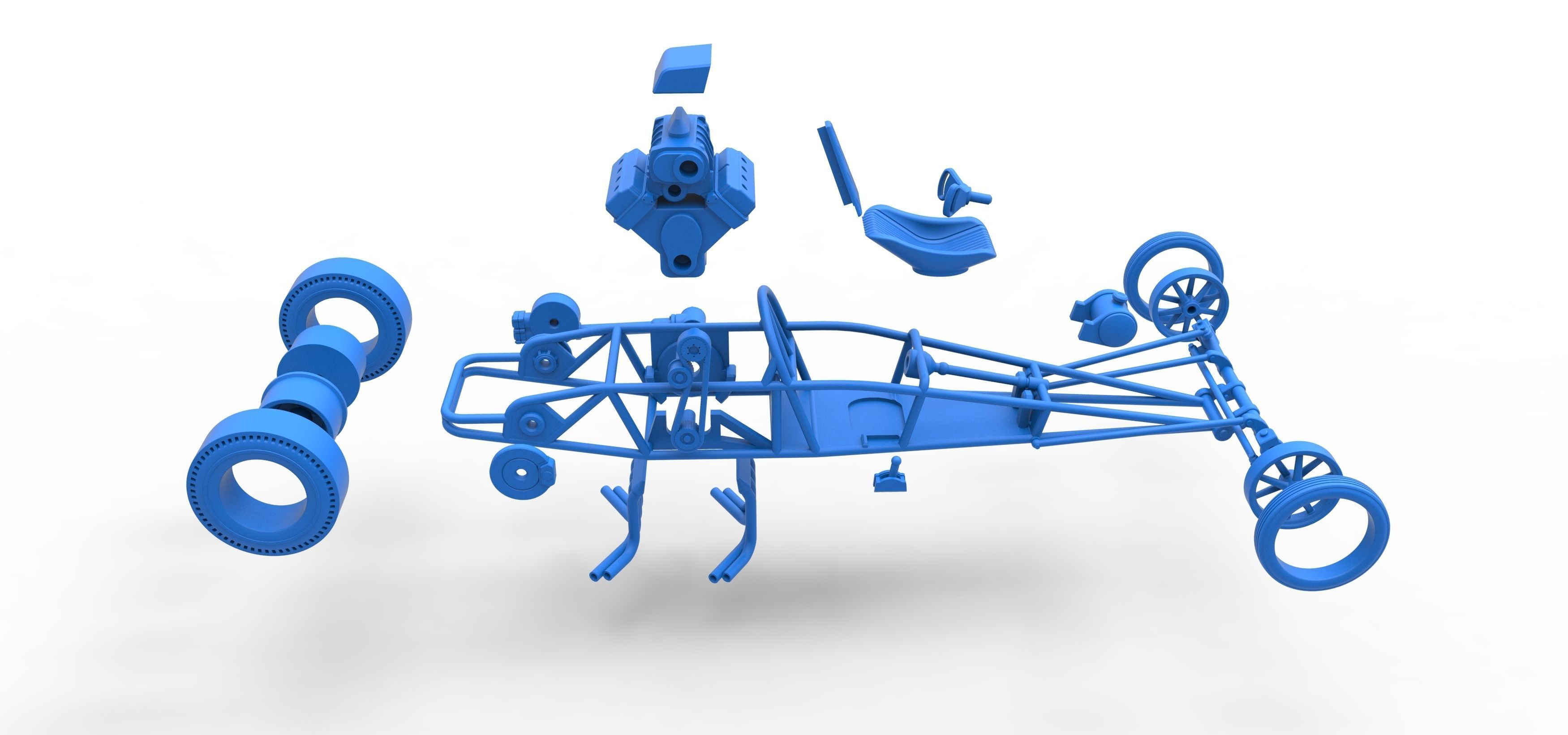 Rear engine old school dragster V2 Scale 1 to 25 3D print model_60