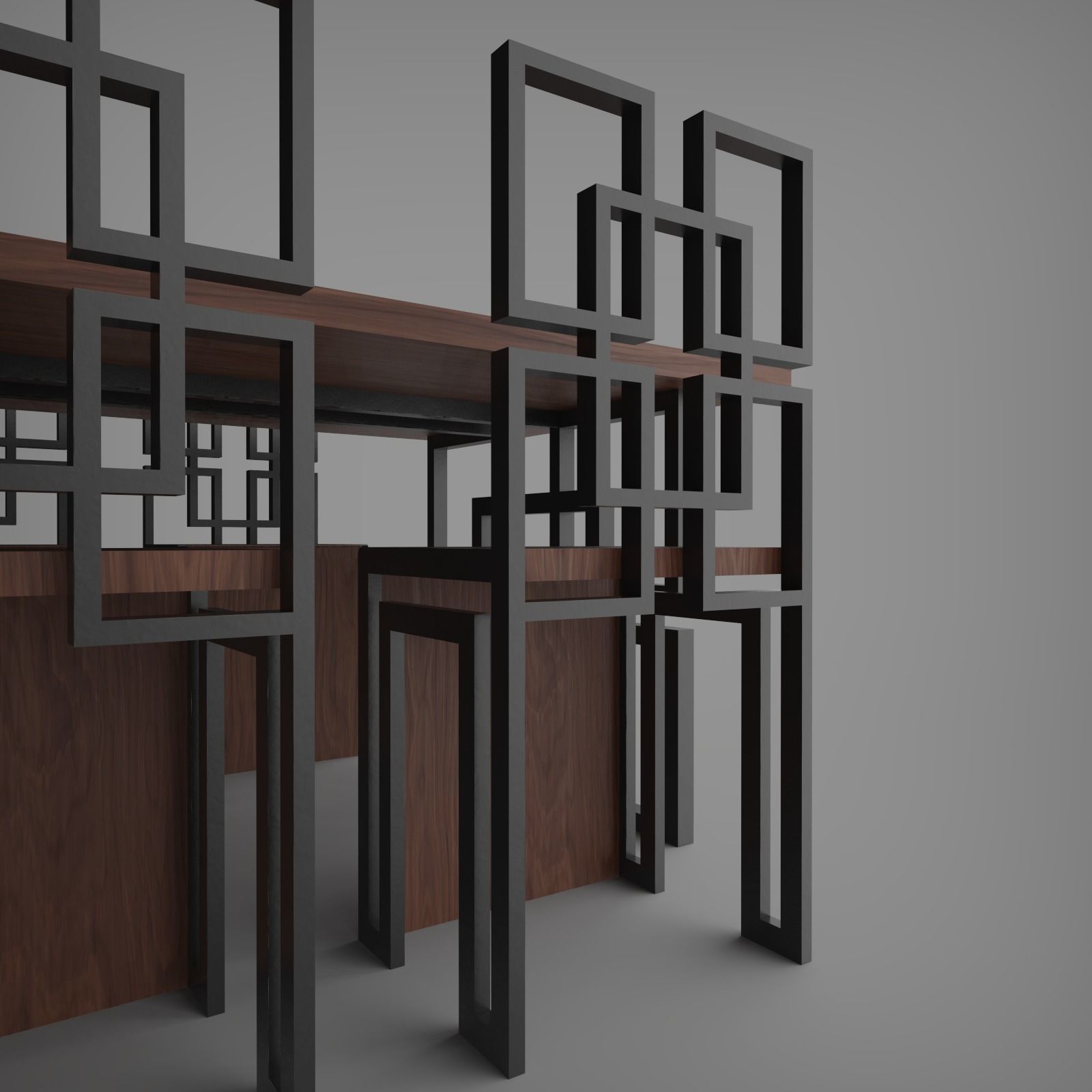 Table and Chair Redwood Model Low-poly 3D model_6