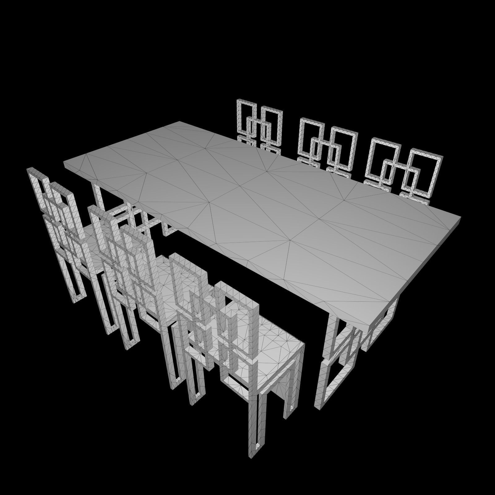 Table and Chair Redwood Model Low-poly 3D model_8