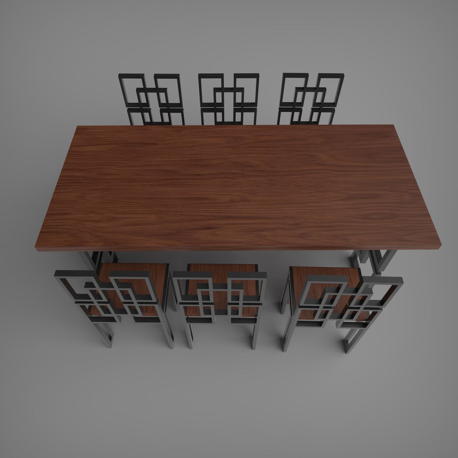 Table and Chair Redwood Model Low-poly 3D model_2
