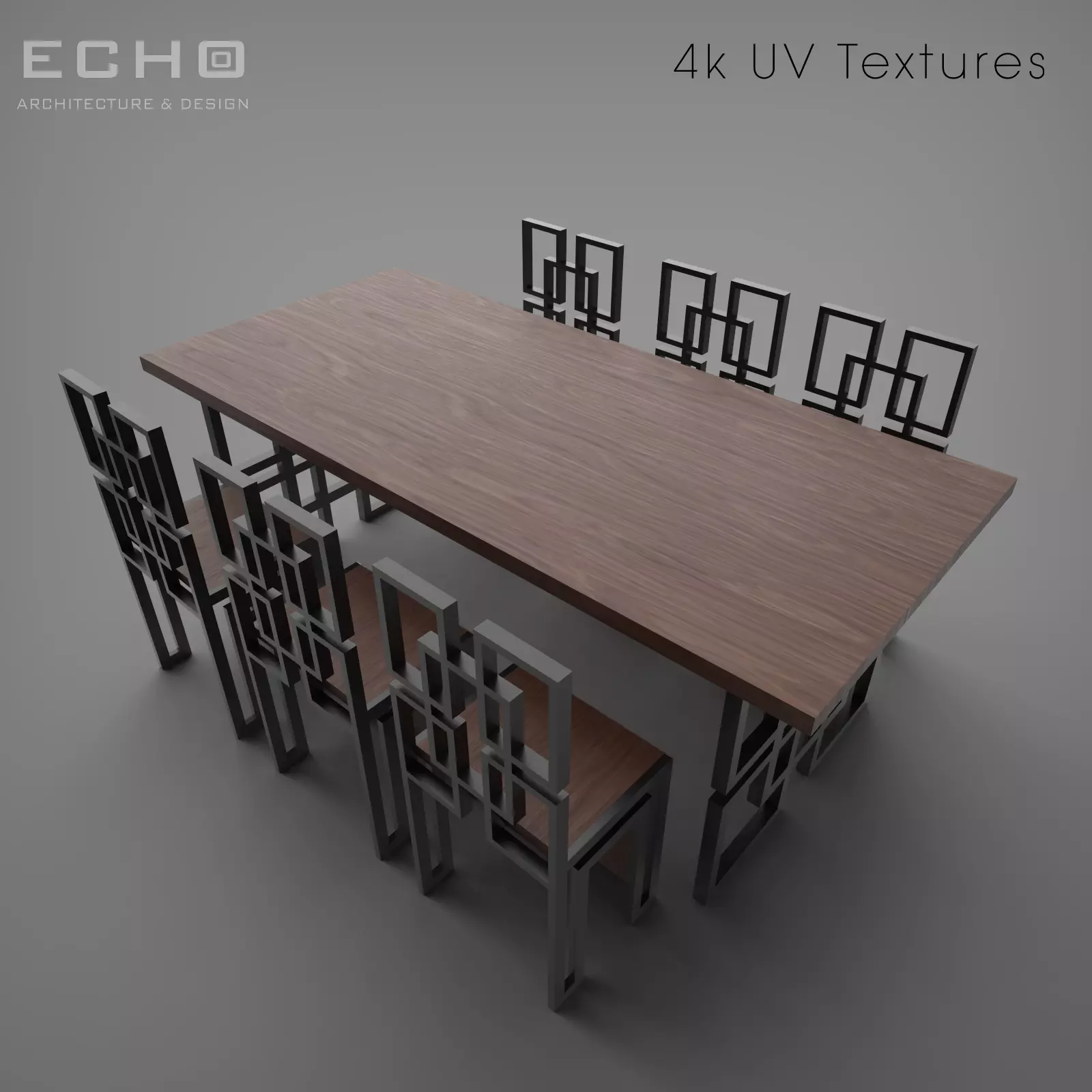 Table and Chair Redwood Model Low-poly 3D model_0