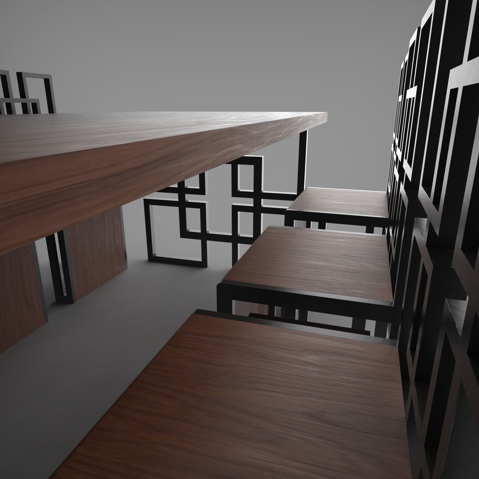 Table and Chair Redwood Model Low-poly 3D model_7