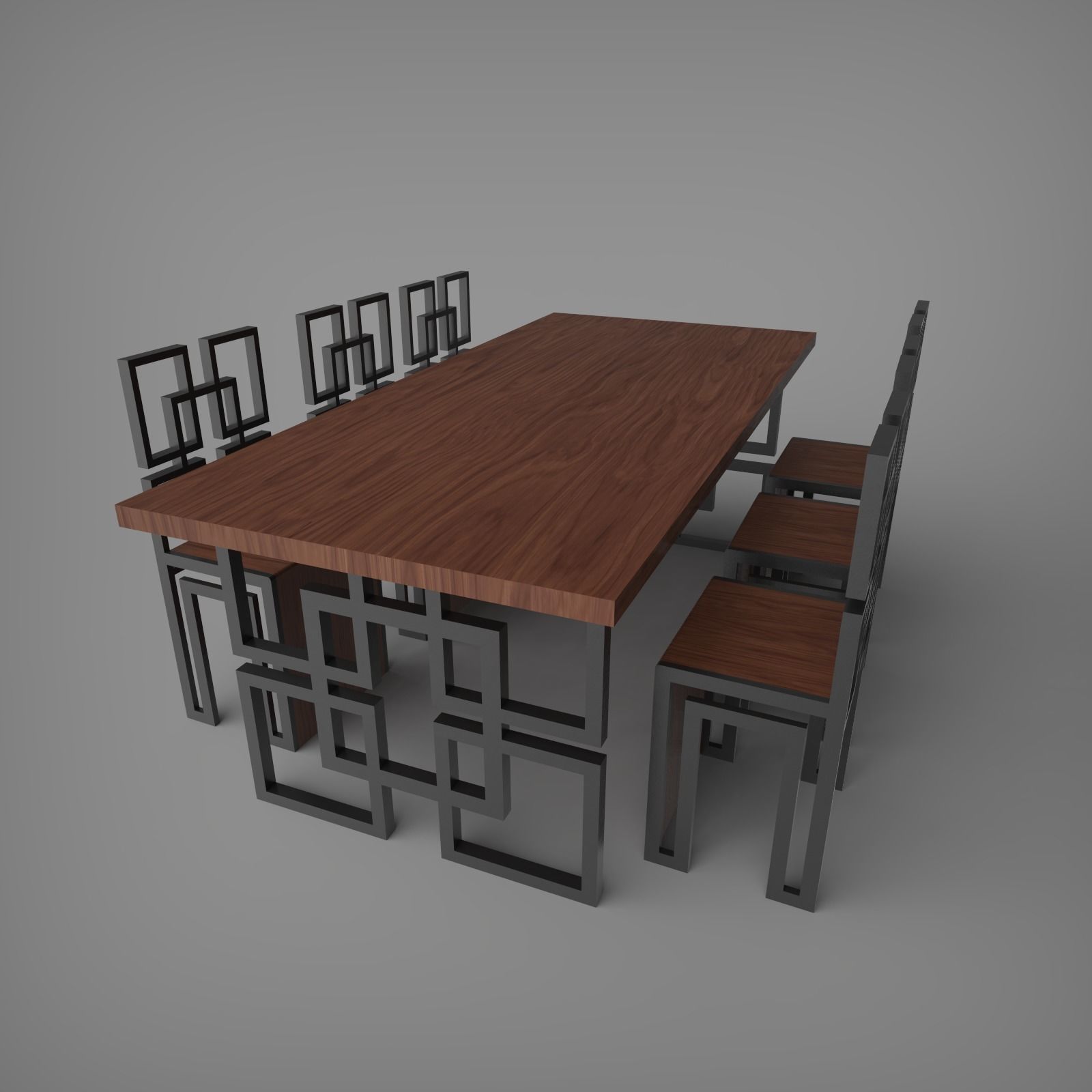 Table and Chair Redwood Model Low-poly 3D model_4