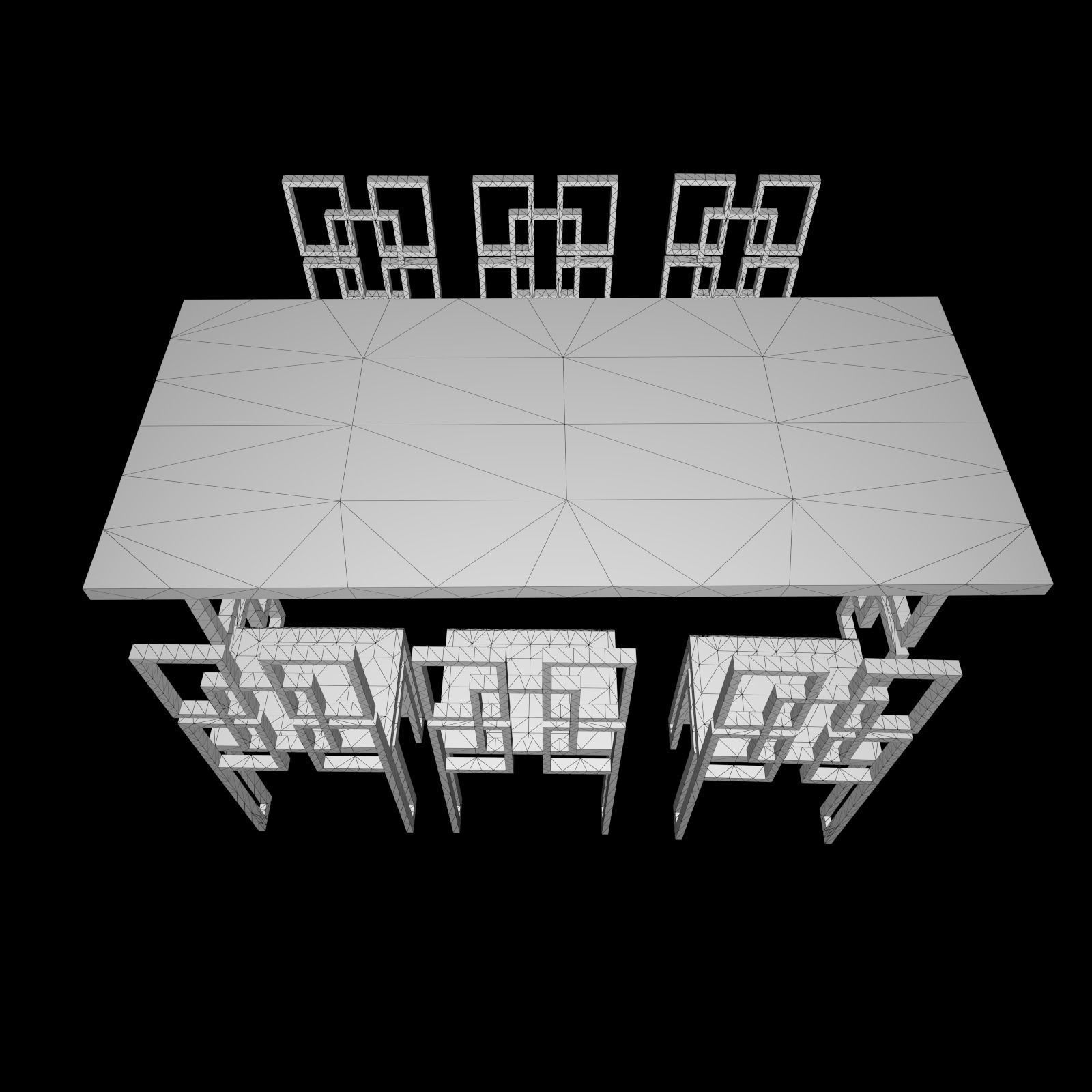 Table and Chair Redwood Model Low-poly 3D model_10