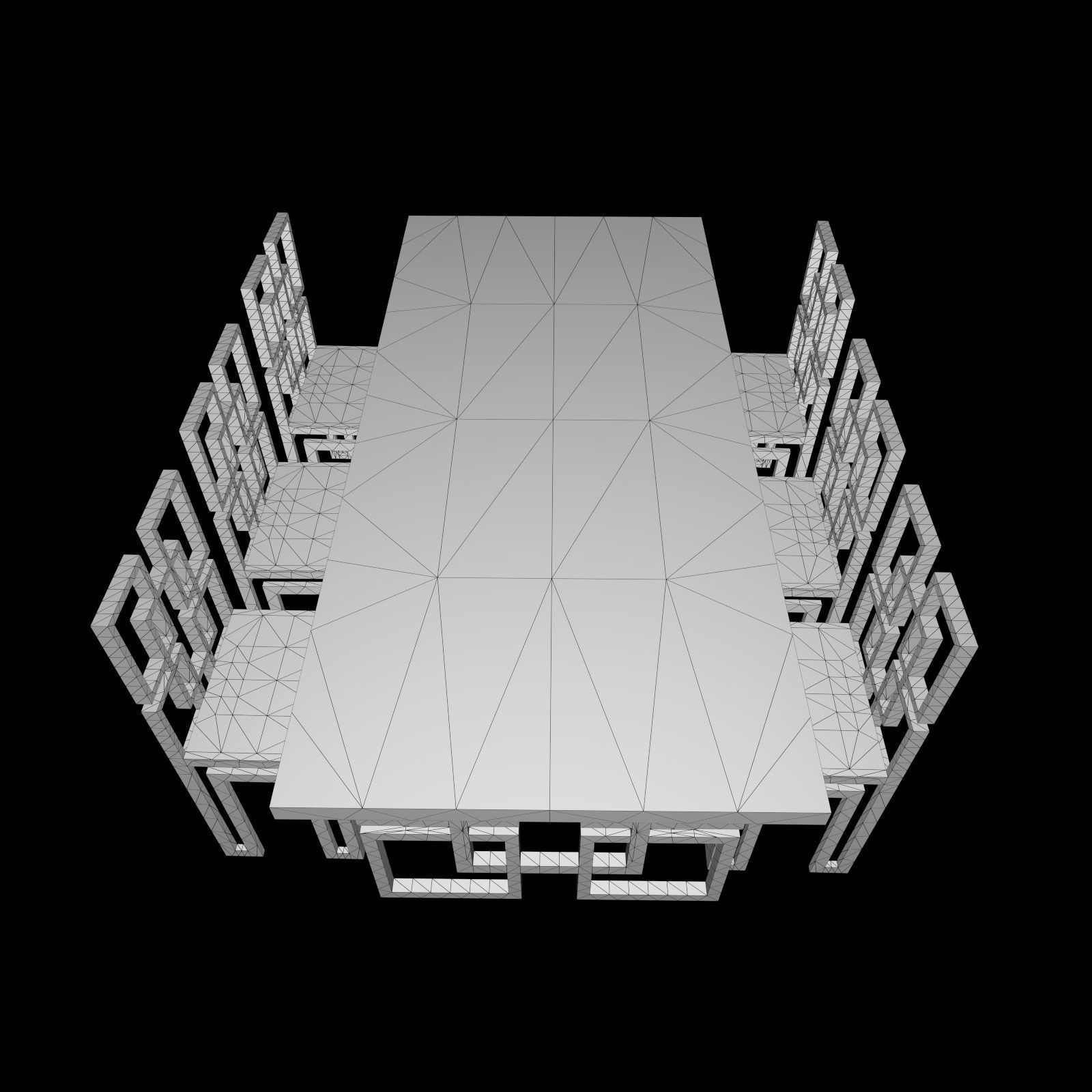 Table and Chair Redwood Model Low-poly 3D model_9