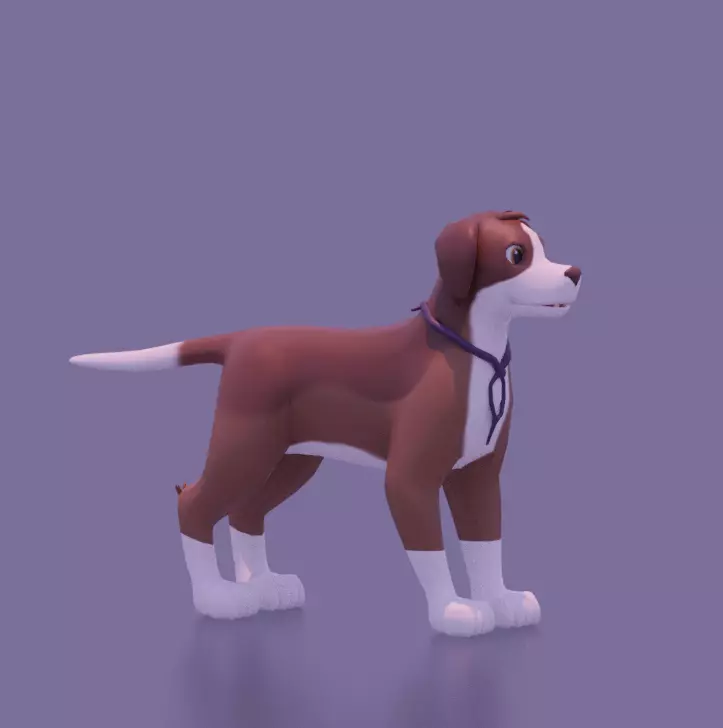 Cartoony Dog Low-poly 3D model