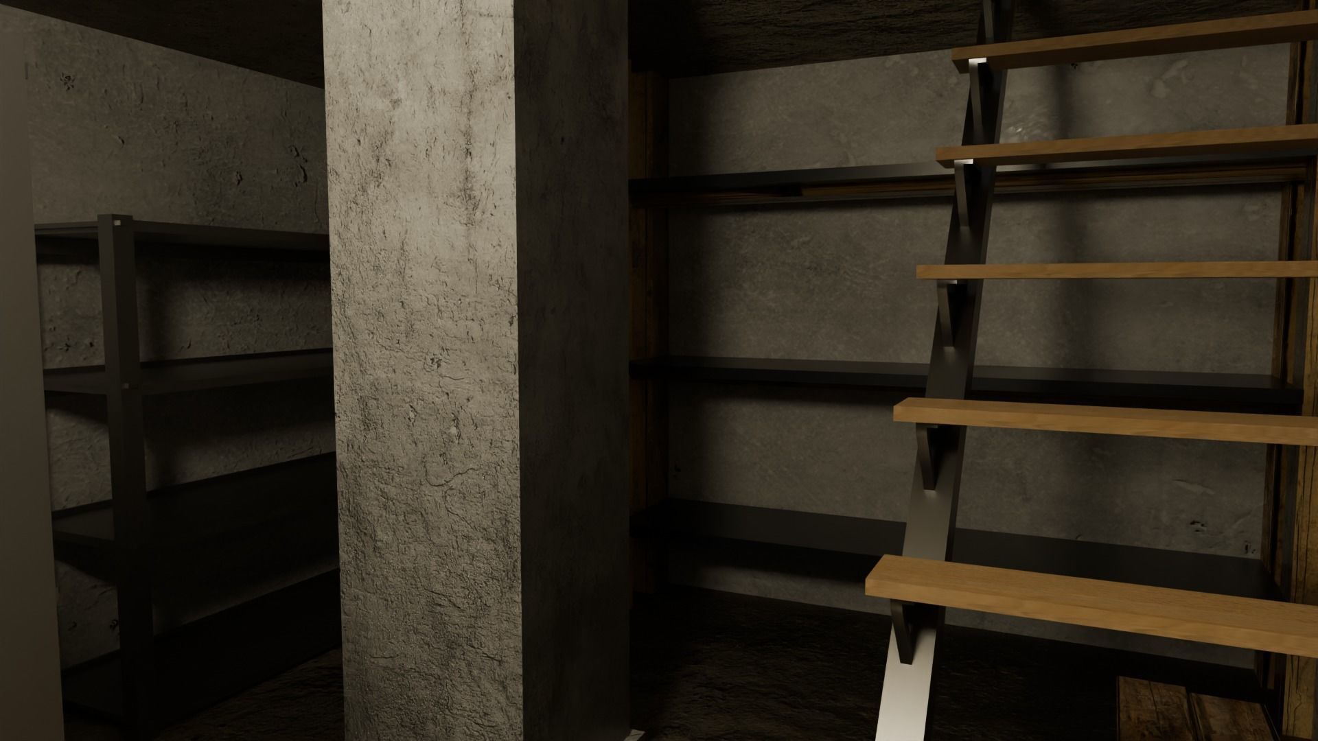 Cellar Basement Storage Room - Game Ready Low-poly 3D model_2