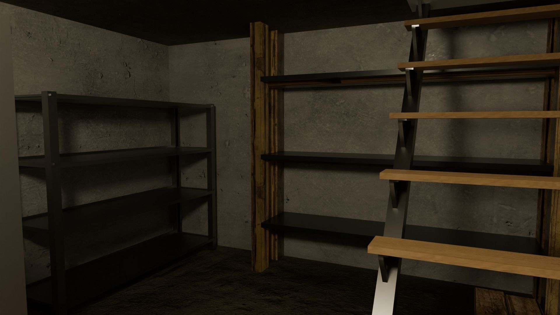 Cellar Basement Storage Room - Game Ready Low-poly 3D model_1