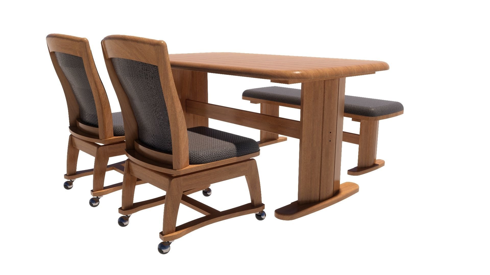 Dining set 4 seat 3D model_3