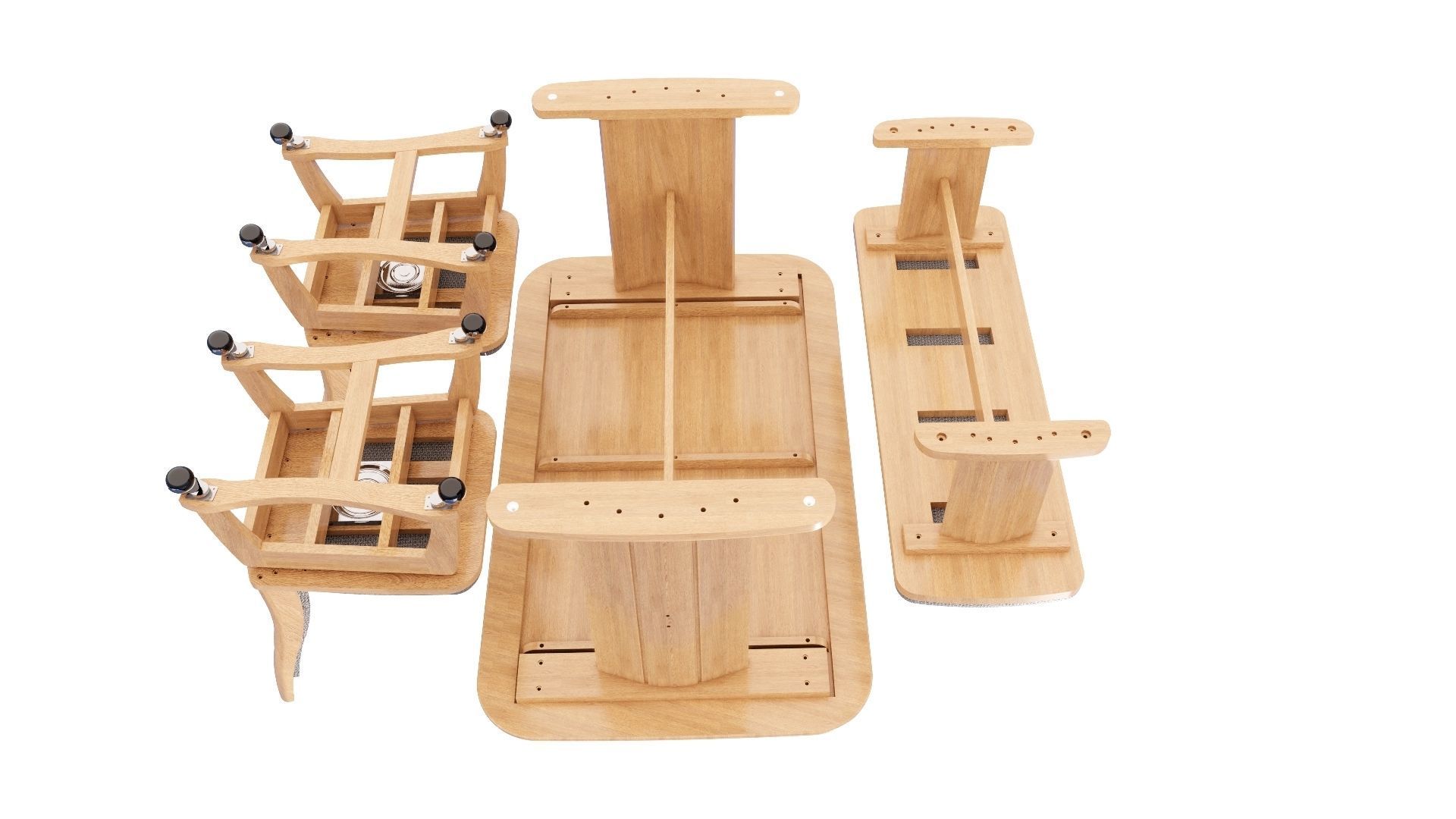 Dining set 4 seat 3D model_12