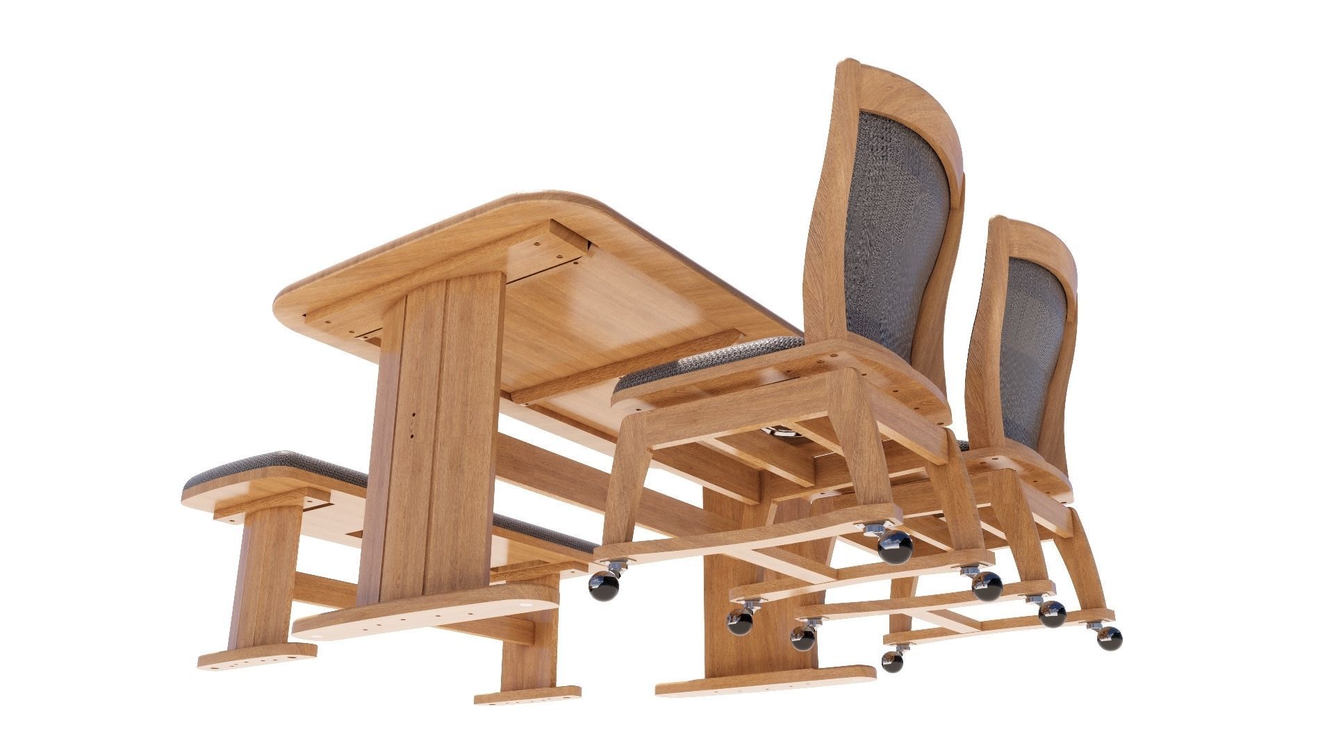 Dining set 4 seat 3D model_4