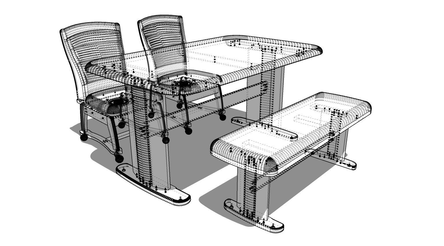 Dining set 4 seat 3D model_1