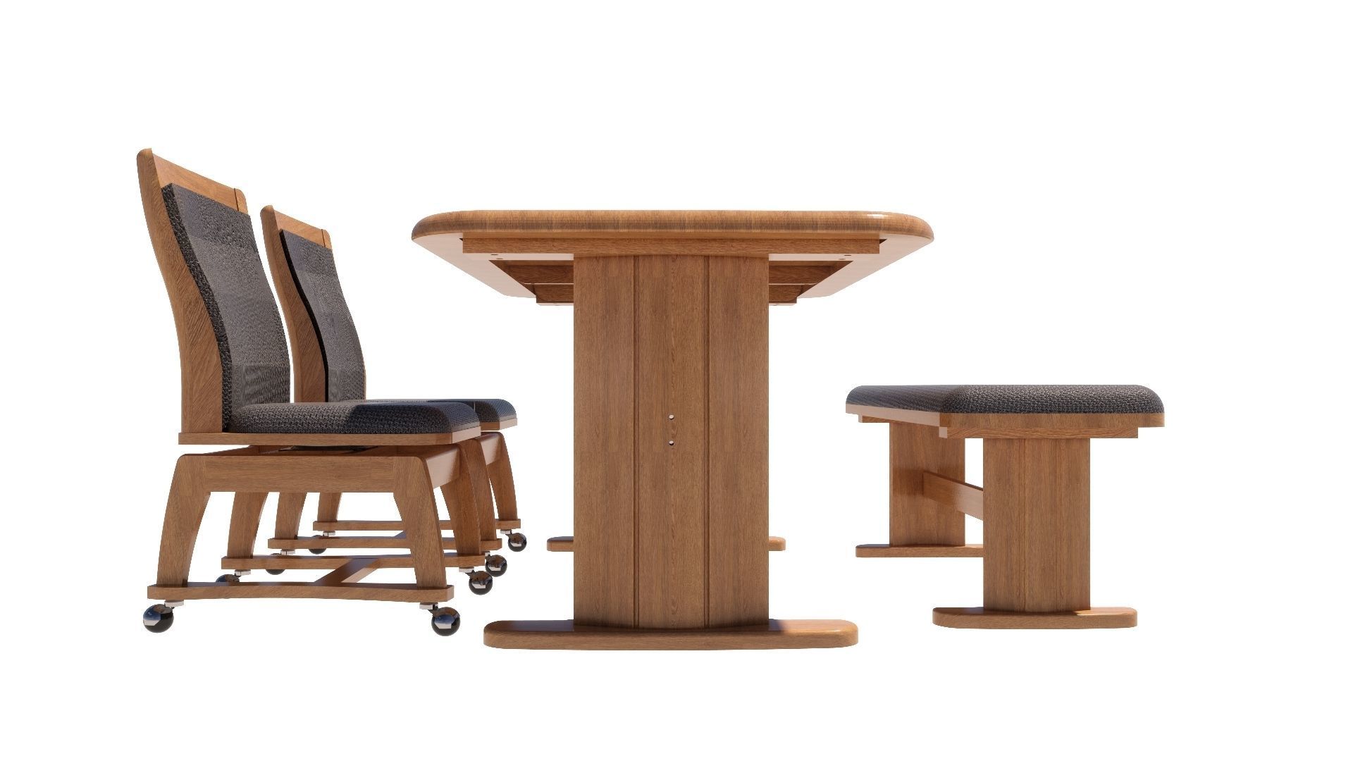 Dining set 4 seat 3D model_7