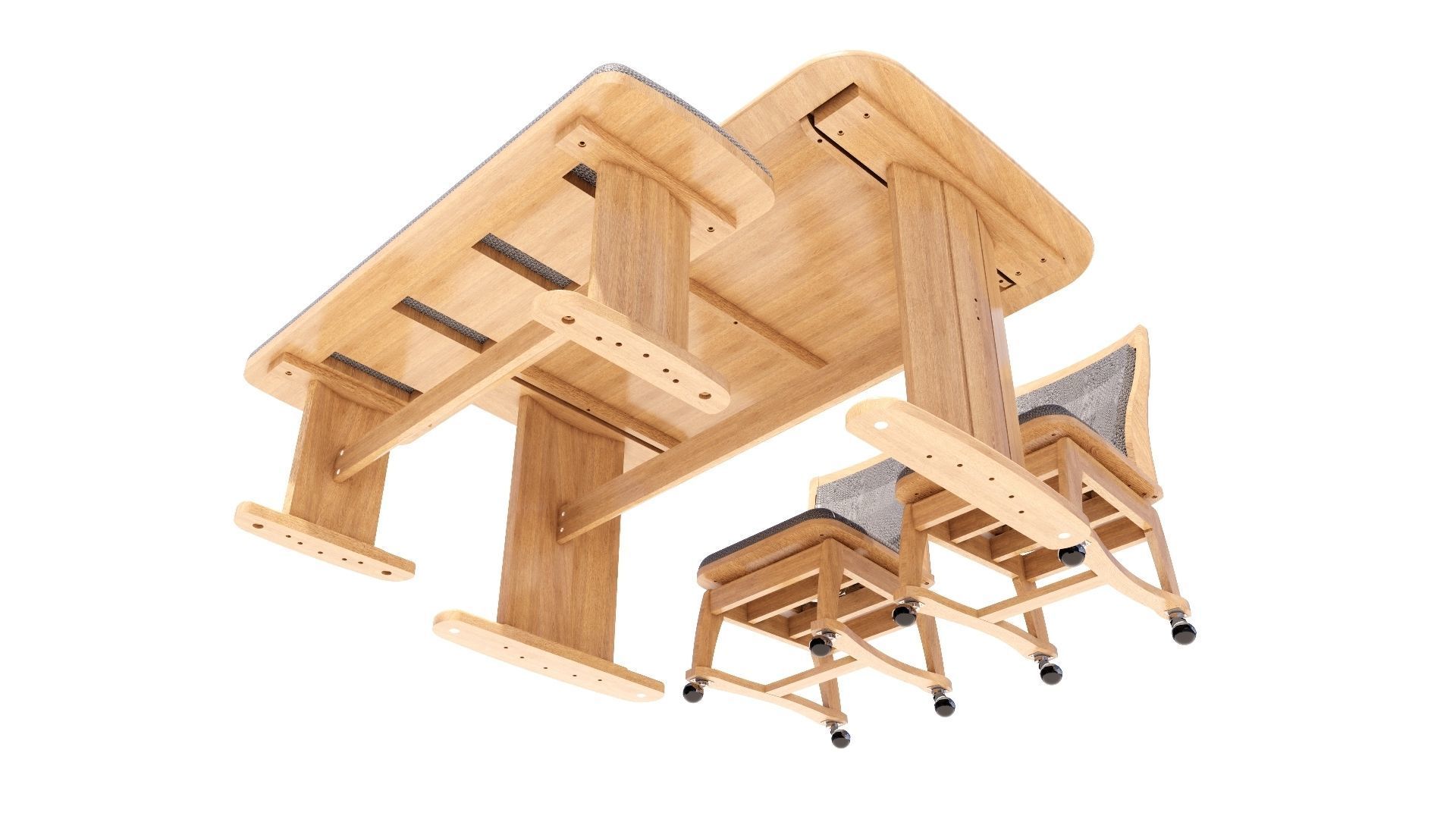 Dining set 4 seat 3D model_5