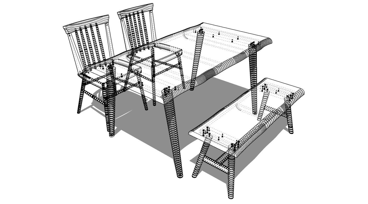 Dining set 4 seat 3D model_1