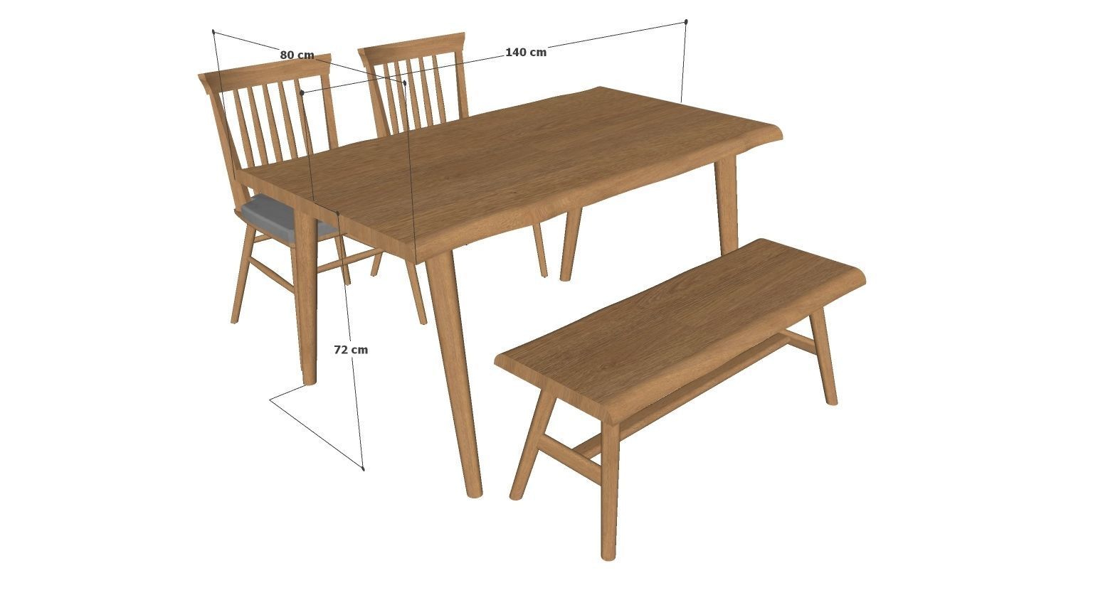 Dining set 4 seat 3D model_10