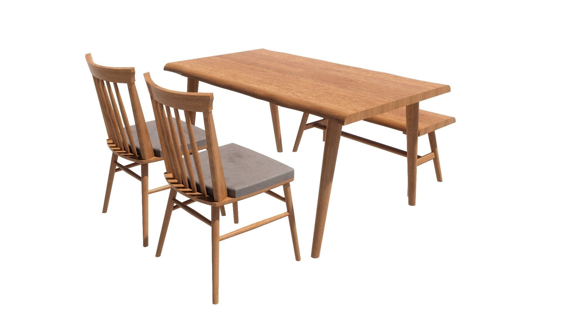 Dining set 4 seat 3D model_3