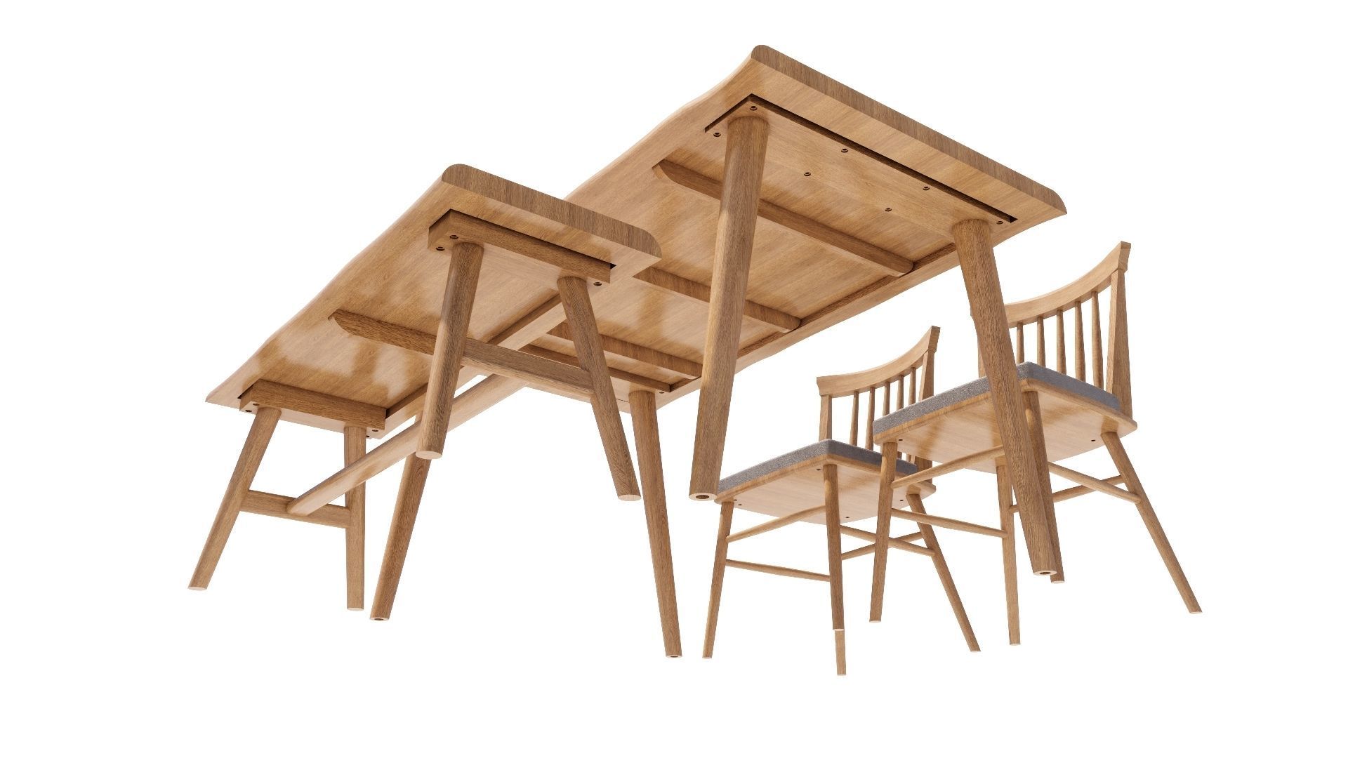 Dining set 4 seat 3D model_5