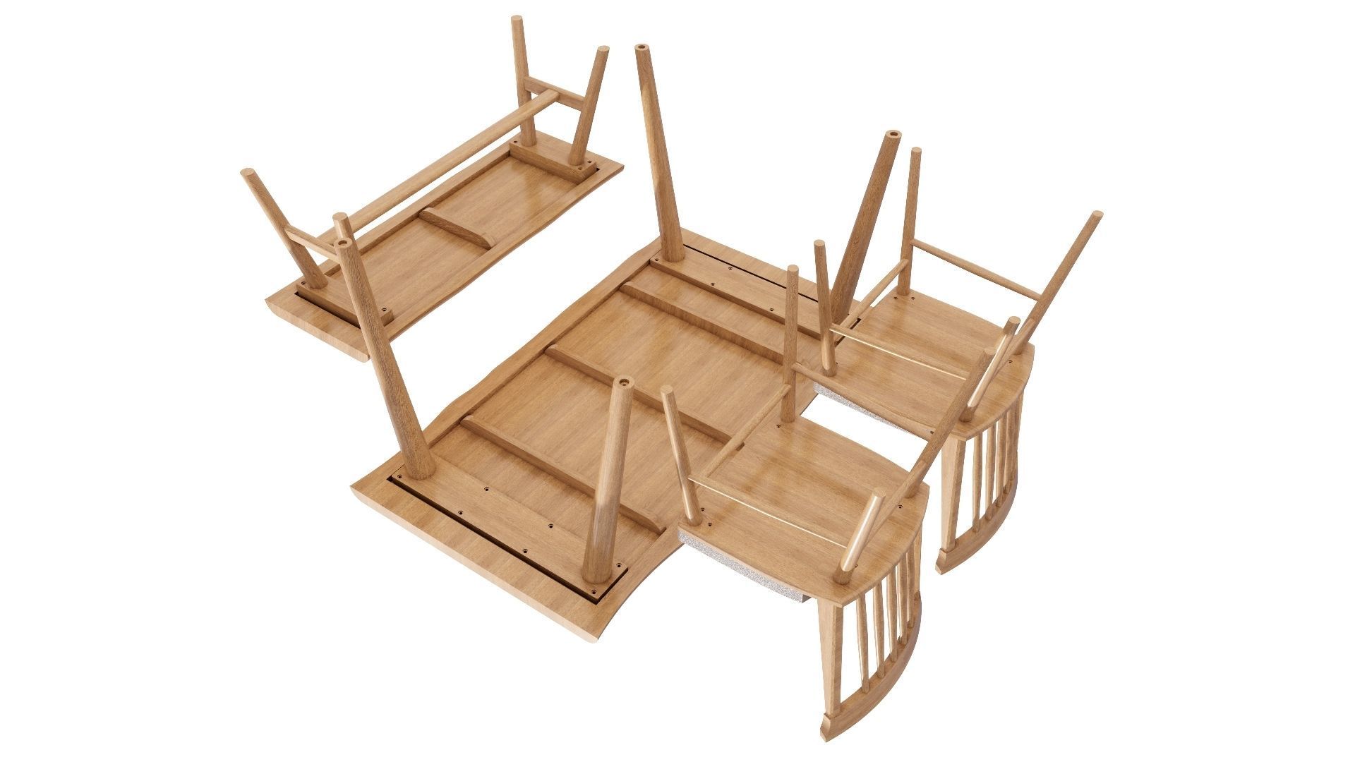 Dining set 4 seat 3D model_8