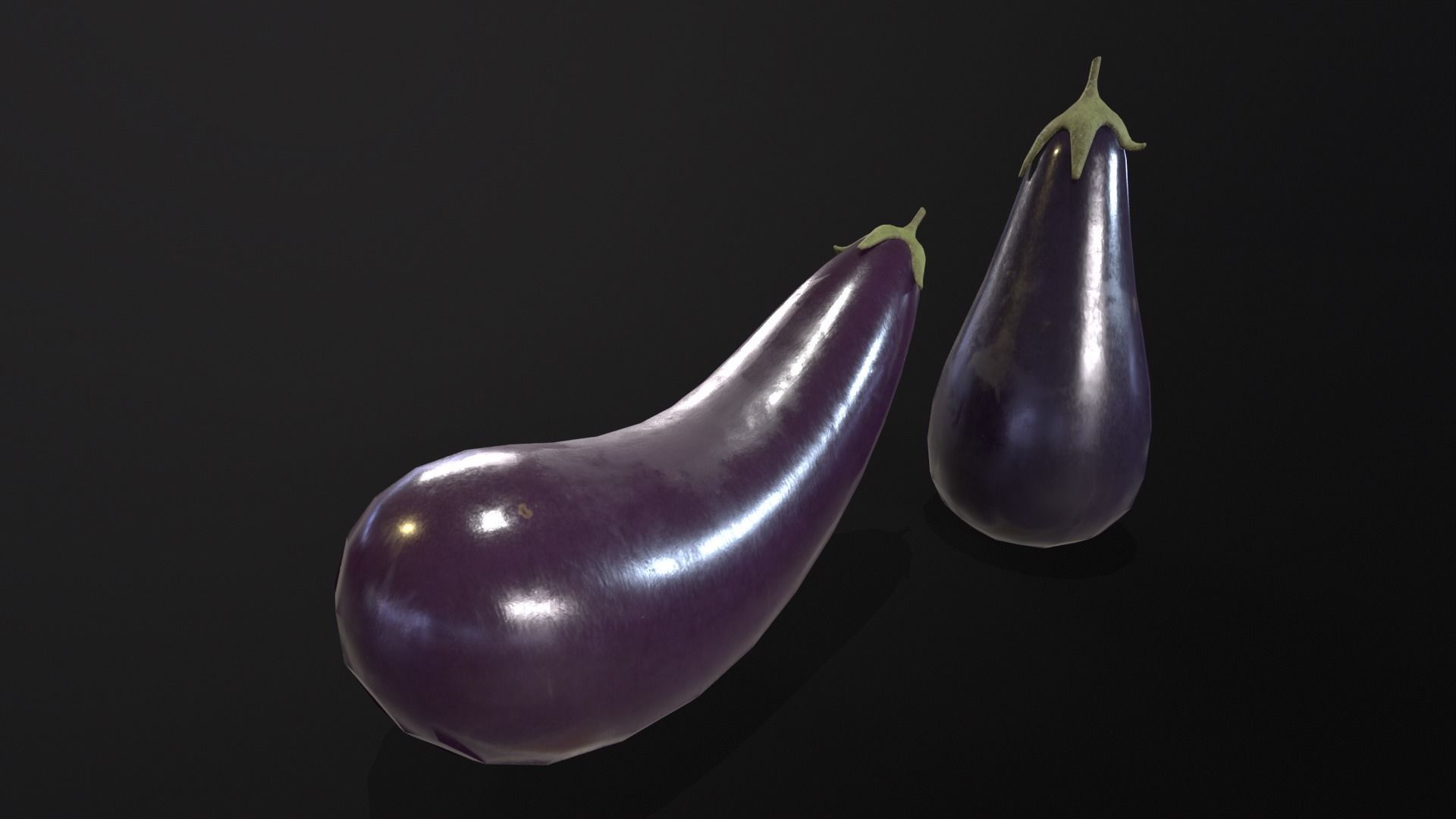 Eggplants Low-poly 3D model_10