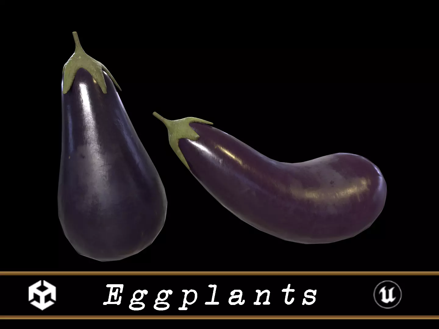 Eggplants Low-poly 3D model_0