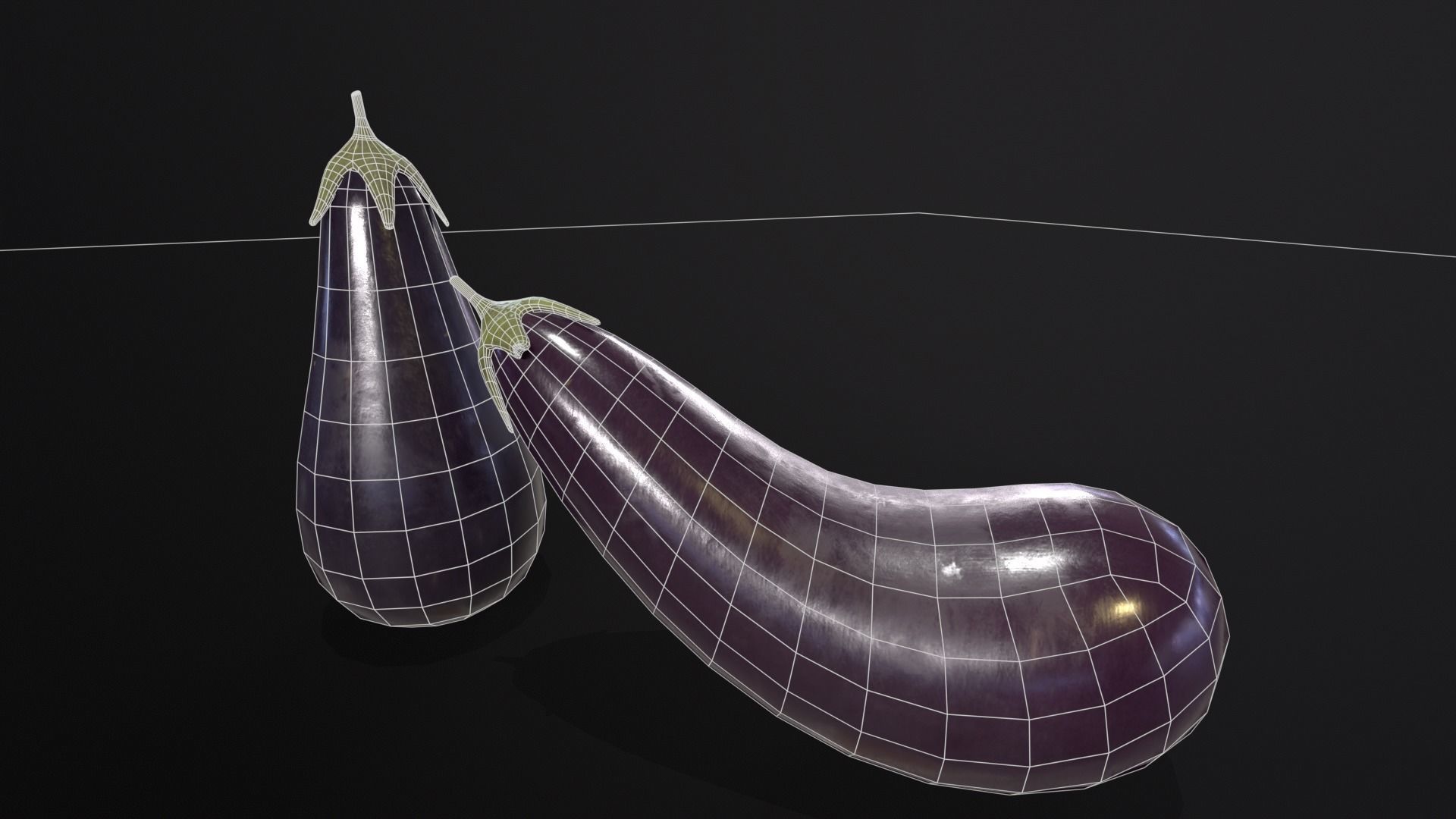 Eggplants Low-poly 3D model_5