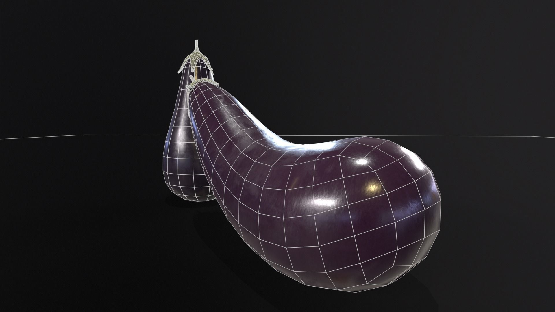 Eggplants Low-poly 3D model_7