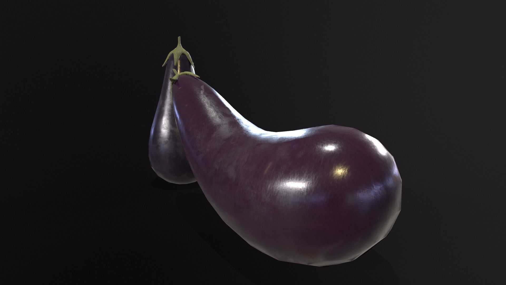 Eggplants Low-poly 3D model_6