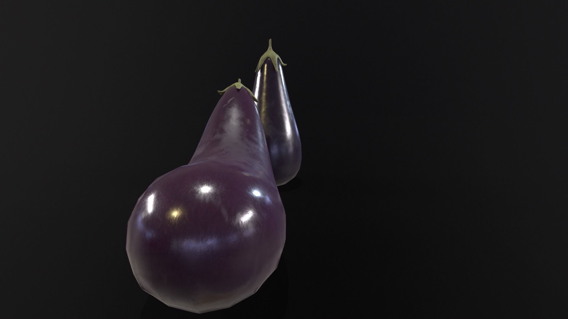 Eggplants Low-poly 3D model_8